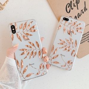 NEW iPhone 12/11/Pro/Max/XR Gold Leaves case
